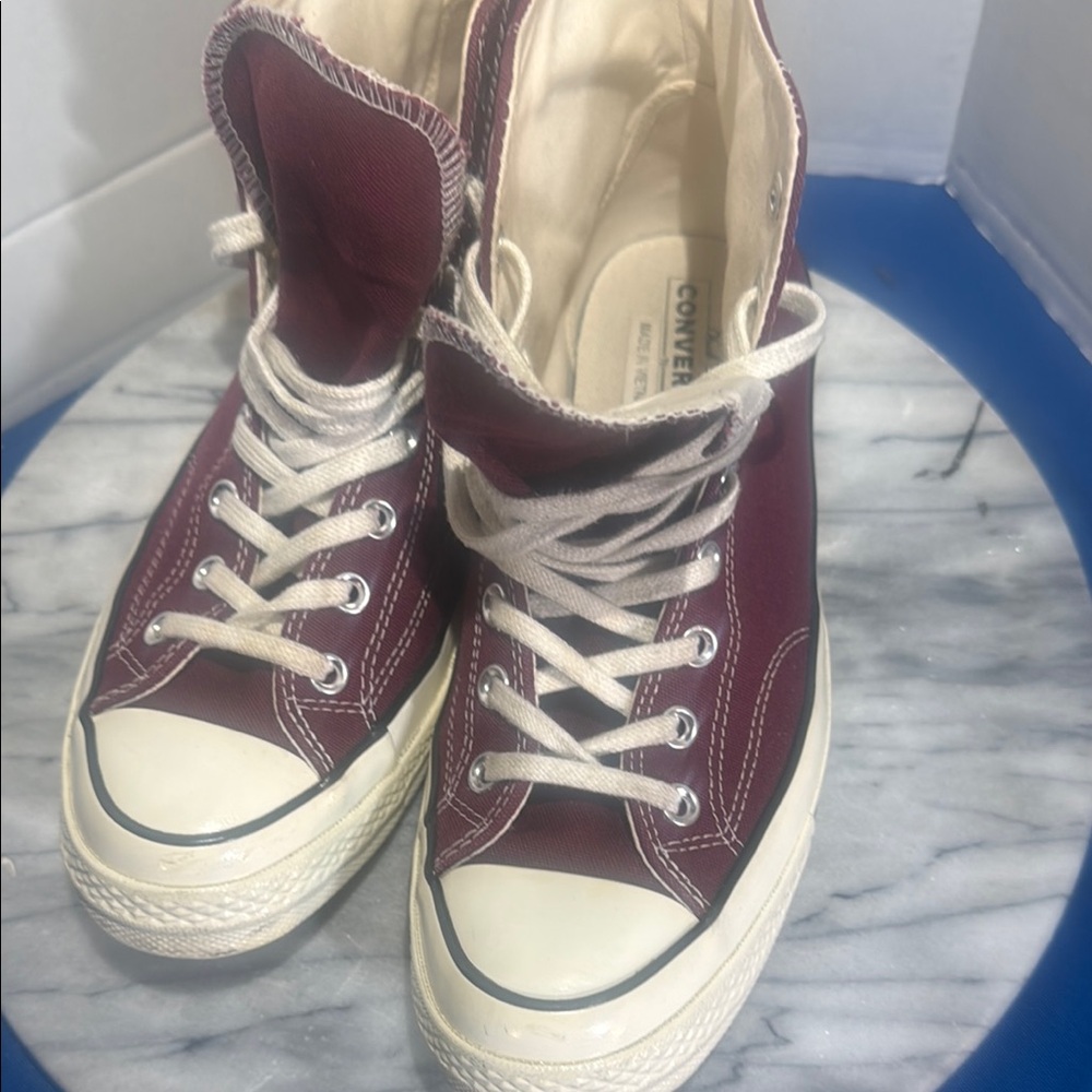 Converse Chuck Taylor Athletic Shoes - Cream and Burgundy - Picture 9 of 11